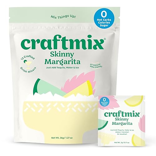 Miniatura 1 de Craftmix Skinny Margarita - Mezcladores de cóctel para preparar 12 bebidas, cero azúcar, cero carbohidratos netos, cero calorías, mezcladores de