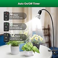 Vista 2 de SANSI LED Grow Lights for Indoor Plants, Lifetime Free Bulb Replacement, 150W Full Spectrum Gooseneck Clip Plant Grow Light, Plant Light with Timer