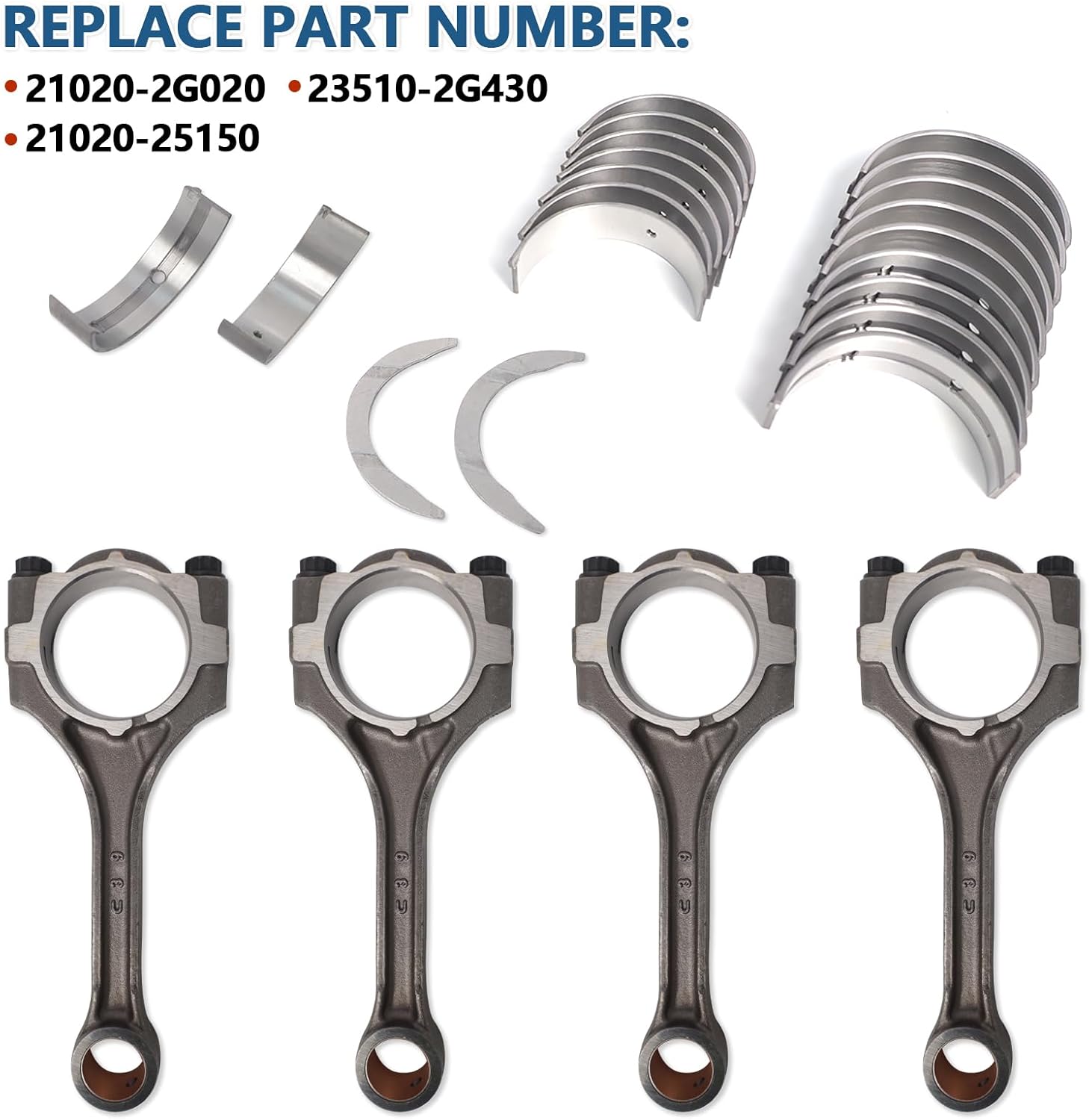 2AZ-FE 2.4L Engine Rebuild Overhaul Kit with Crankshaft & Head Gasket Set Fit for Toyota Camry Highlander RAV4 Corolla XRS Matrix S, for Scion TC XB 2.4L #13401-28030