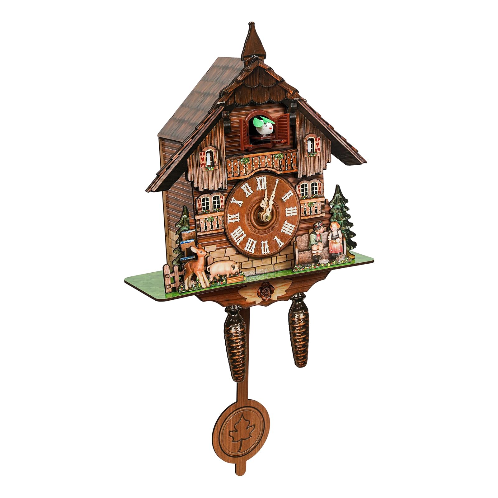 Handarbeit Kuckucksuhr Wanduhr (Laserschneiden + Zapfenschneiden und Spleißen) Europäische Schwarzwälder Stil Kuckucksuhr Dekor Wohnzimmer Schlafzimmer Arbeitszimmer Wanduhr 25 * 10 * 46cm