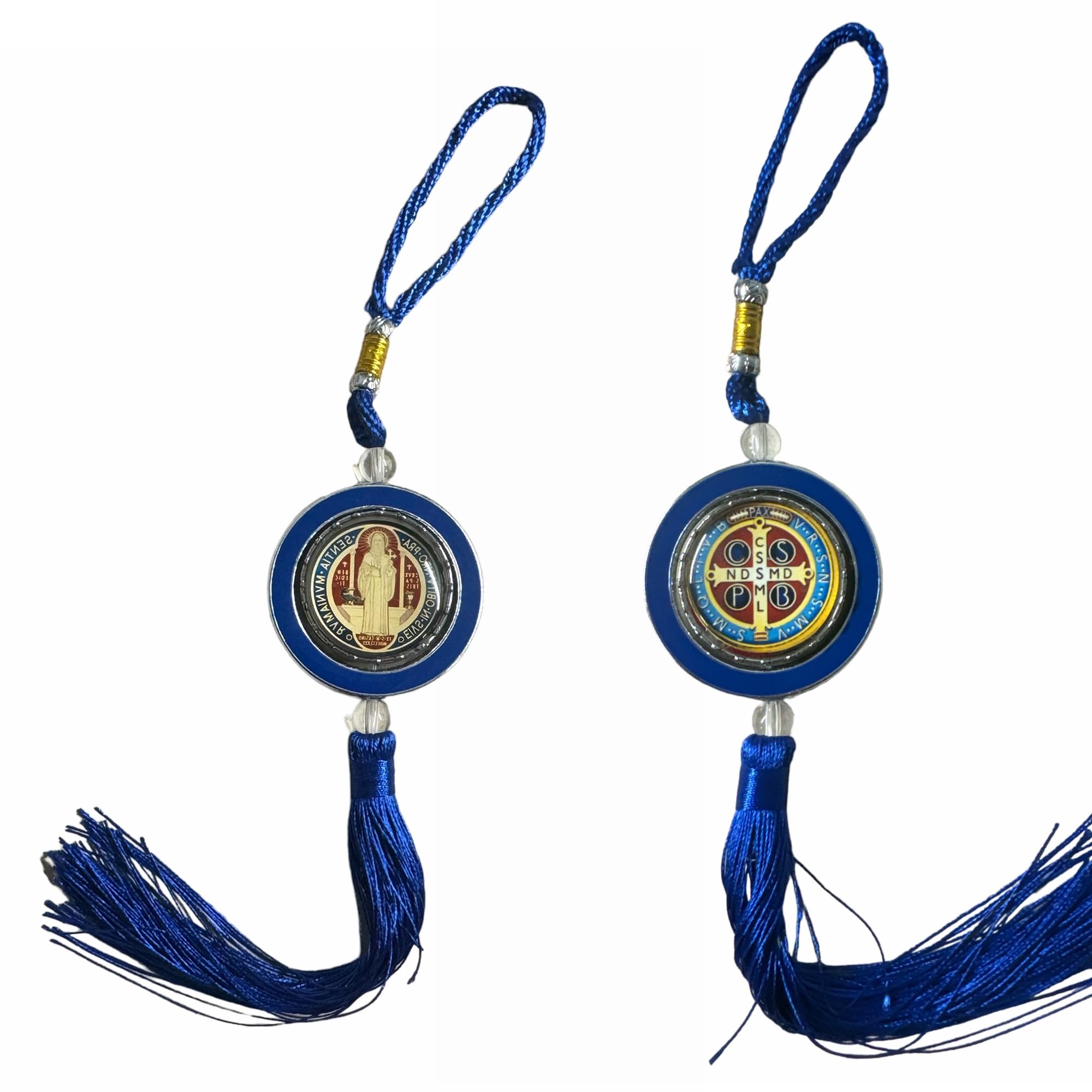 St Benedict San Benedicto Benito Colgante Religioso para el Espejo Retrovisor con o sin Postal de rezo English or Spanish Card Religious Pendant for Rearview Mirror (Pendant+Card)