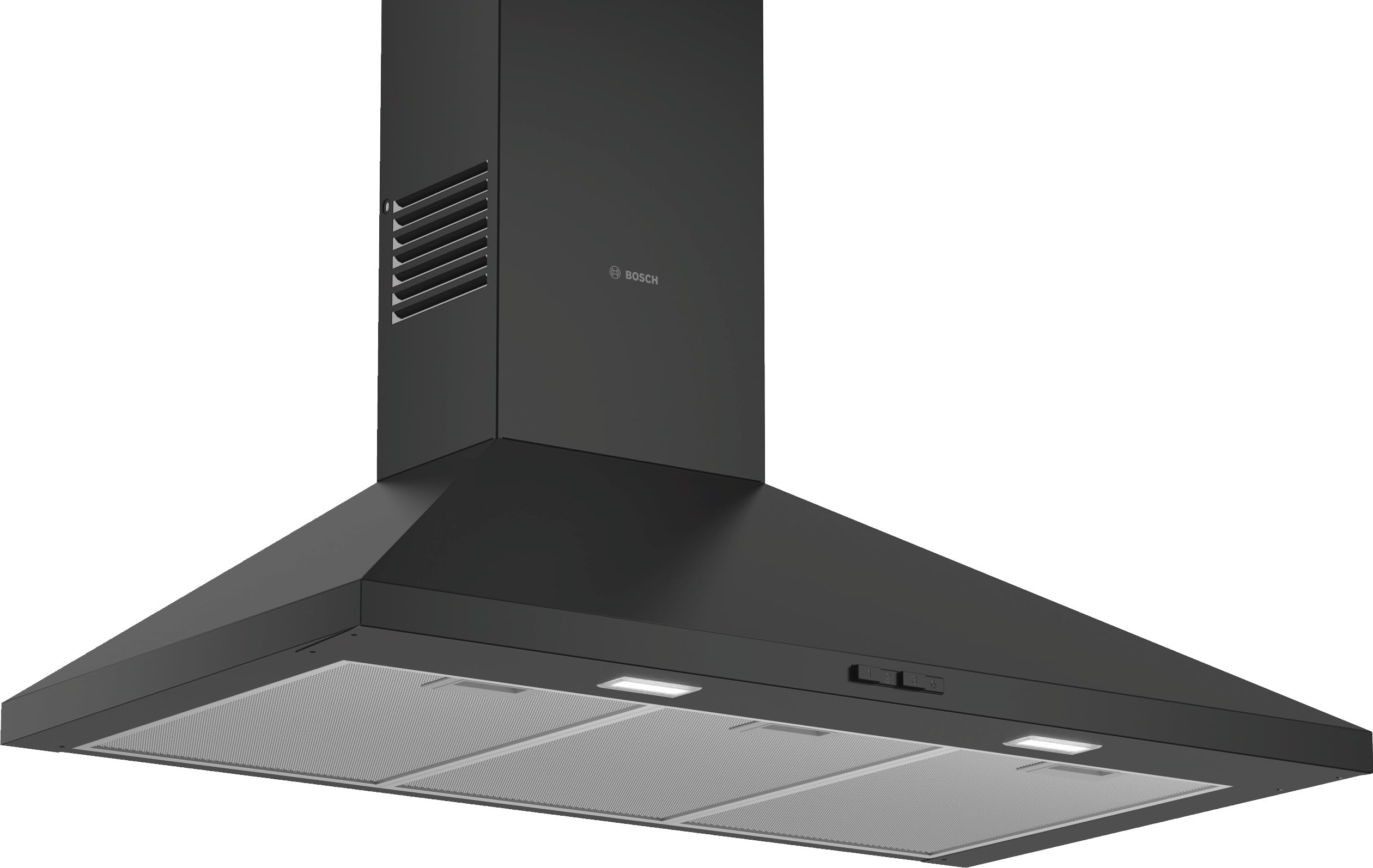 Bosch DWP94BC60 Hotte murale pyramide encastrable - 1 moteur, 3 vitesses d'aspiration - Silencieuse - 60 cm - Noir