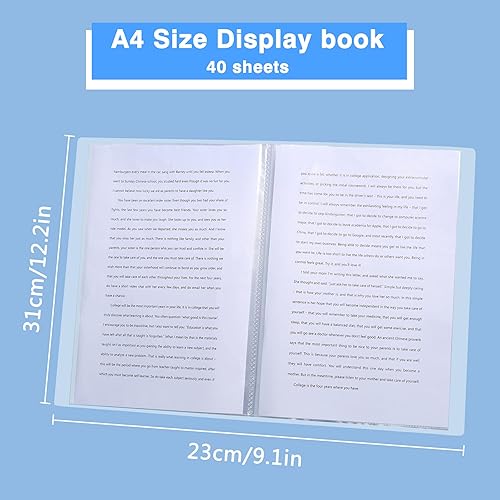 Miniatura 2 de Paquete de 4 libros de presentación A4, carpeta con fundas de plástico, 40 bolsillos con protectores de hojas, libro de exhibición de carpetas de