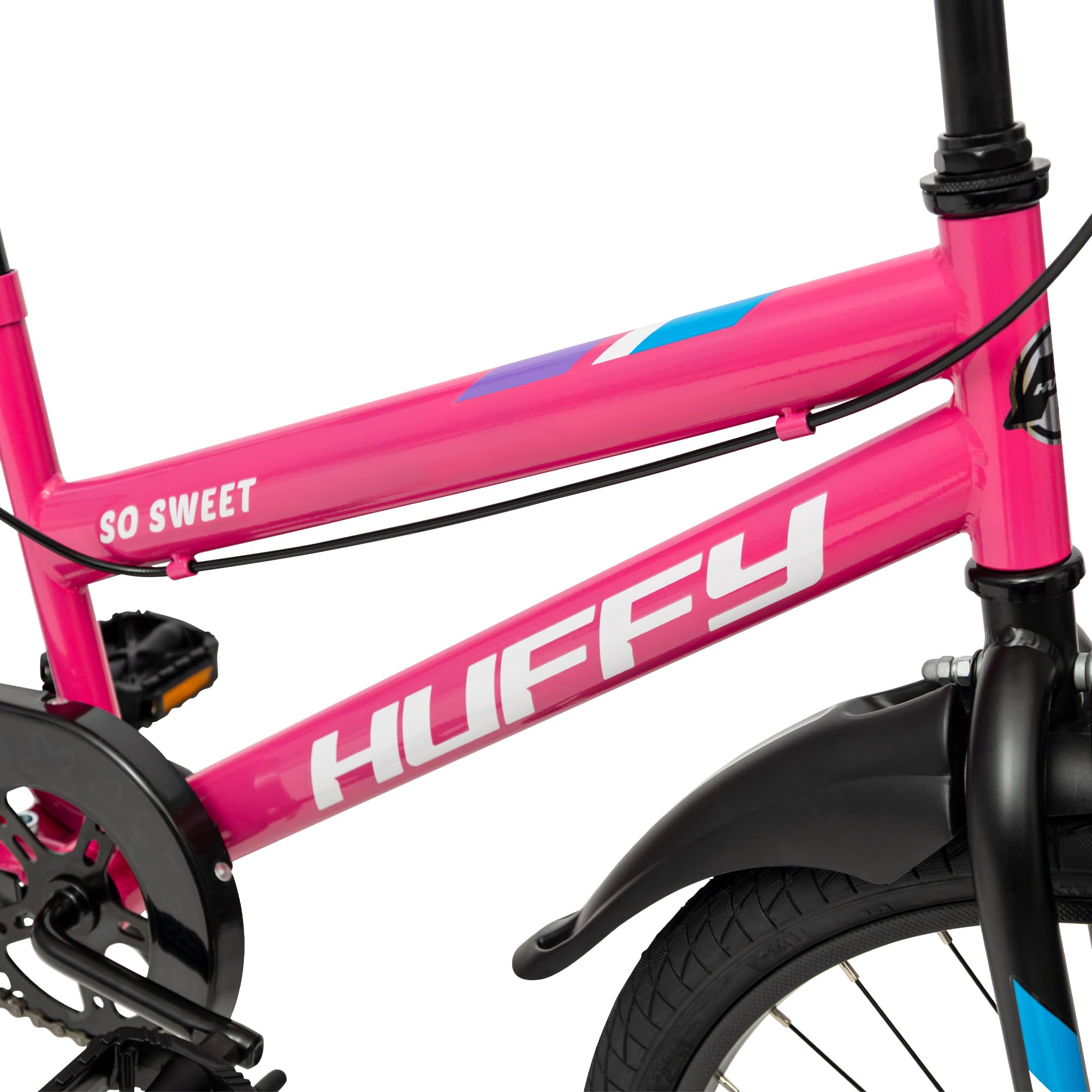 Huffy So Sweet - Bicicleta Infantil de 12/16/20 Pulgadas, Bicicleta para niños de 3 a 9 años, Marco de Acero, Frenos de Mano, sillín Ajustable, Color Blanco, Rosa y Azul