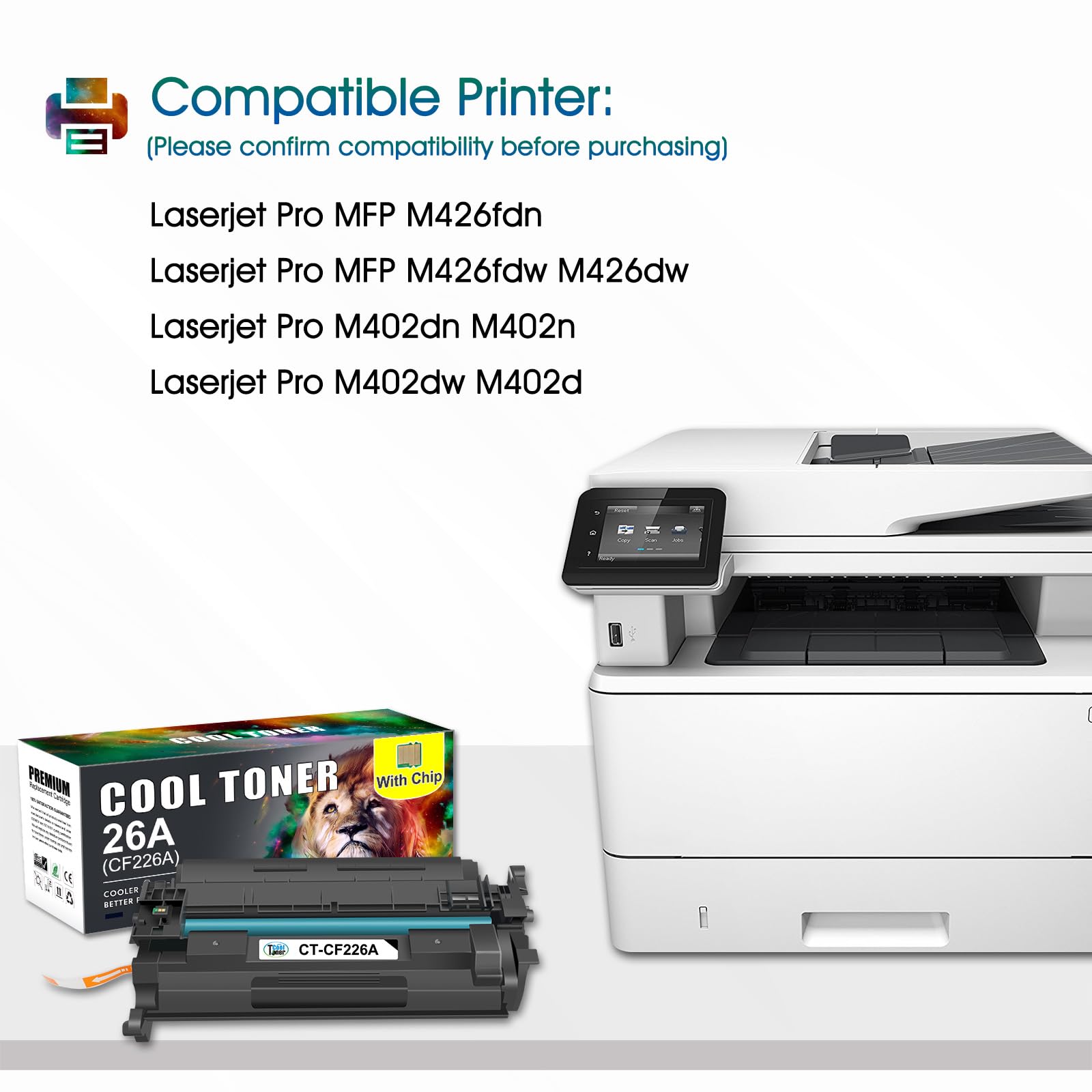 2-Pack Compatible Toner For HP CF226X/26X – Works With LaserJet Pro M402, M426 Series – 9K Page Yield