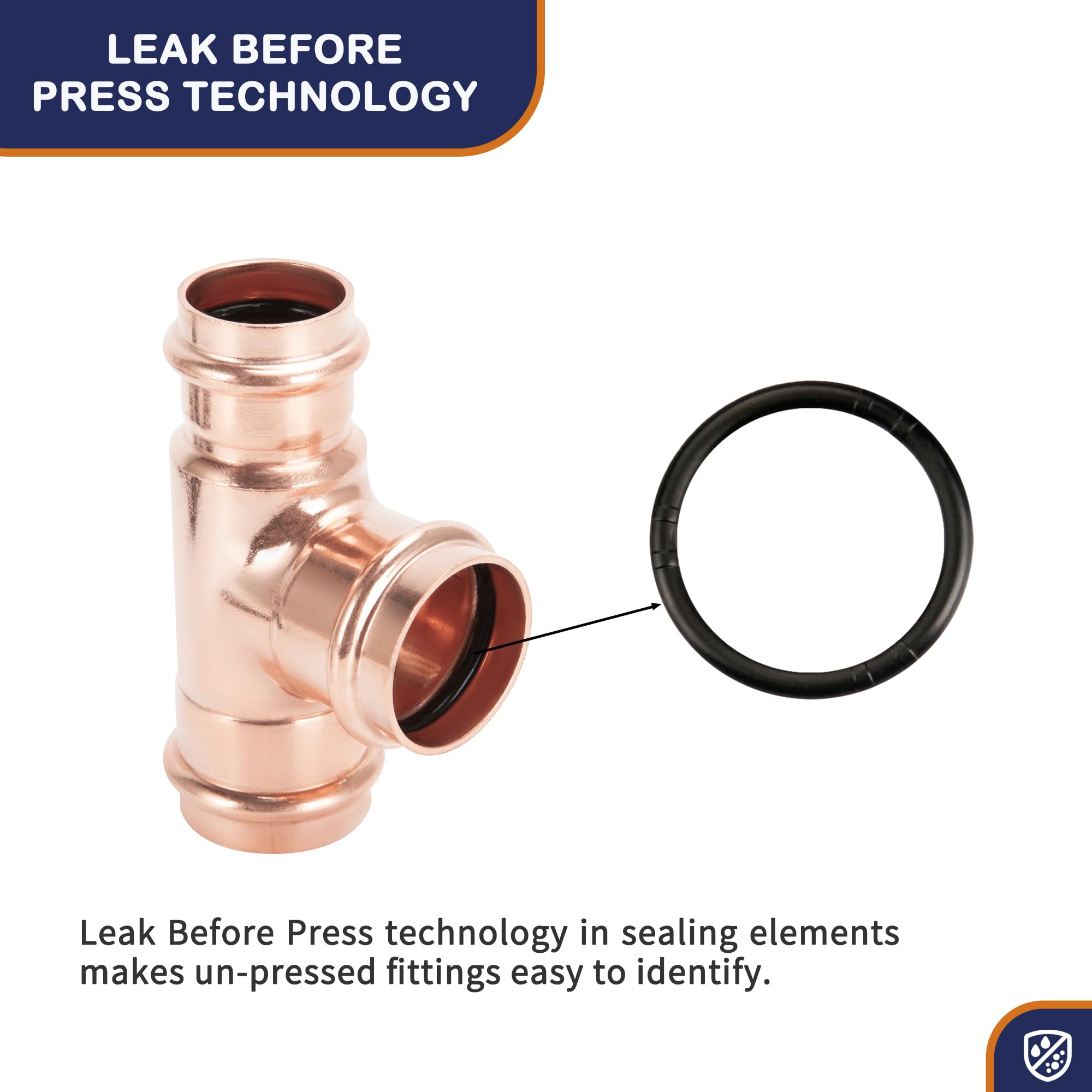 Cherbo 3/4 Inch Copper Press Tee Fittings - 10-Pack Zero Lead Plumbing Couplings For Residential/Commercial - View #6