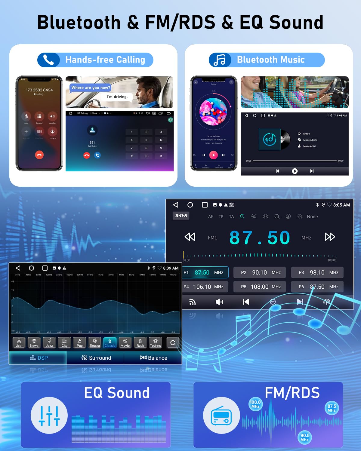 2G+64G Android Autoradio per Toyota RAV4 2013-2019 - Senza fili Carplay e Android Auto - 10.1 pollici Android Stereo con WiFi EQ GPS Mirror Link FM RDS + Telecamera posteriore