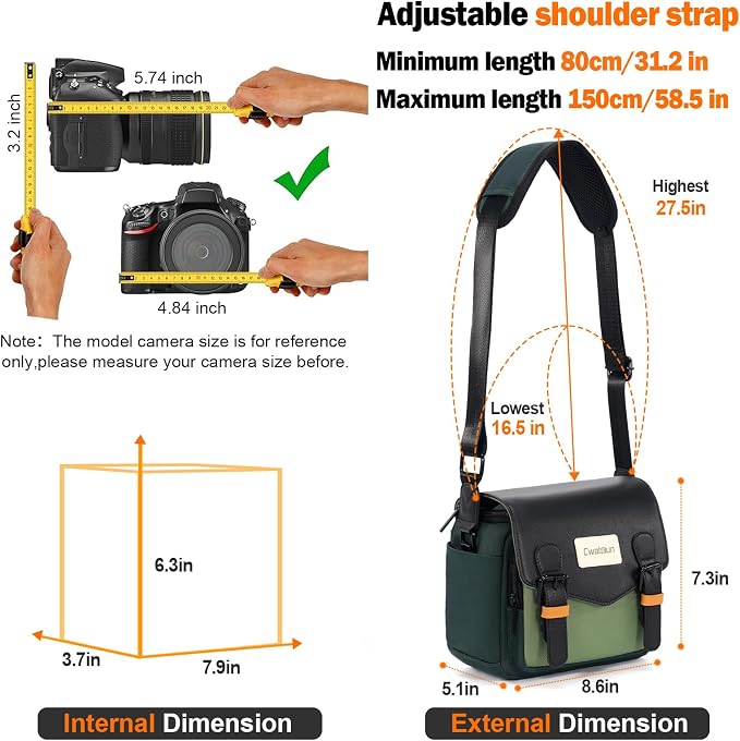 Bolso para cámara Cwatcun tamaño S resistente al agua verde miniatura 3