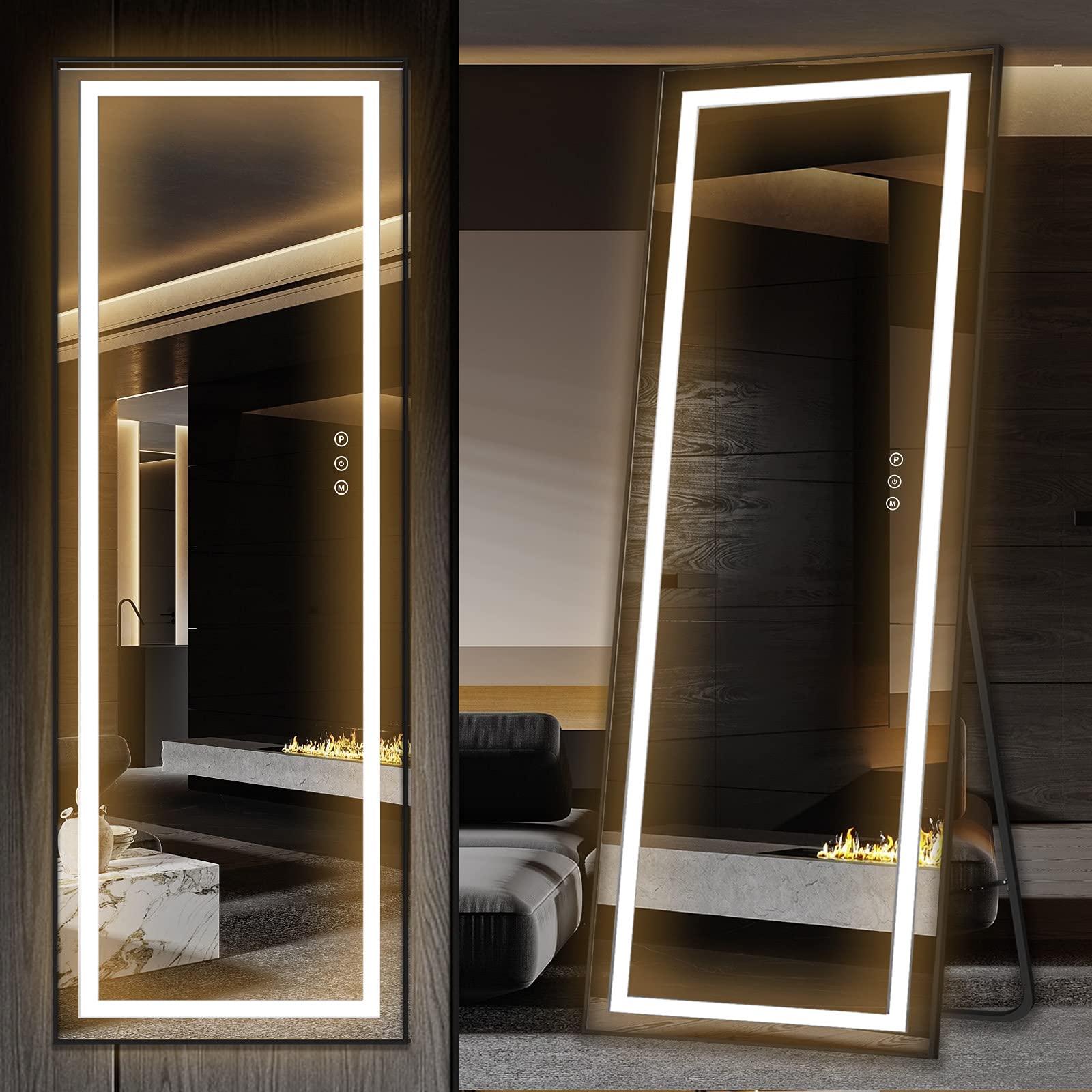 Buy Full Length Mirror Lighted 63"x22", LED Free Standing Floor Mirror