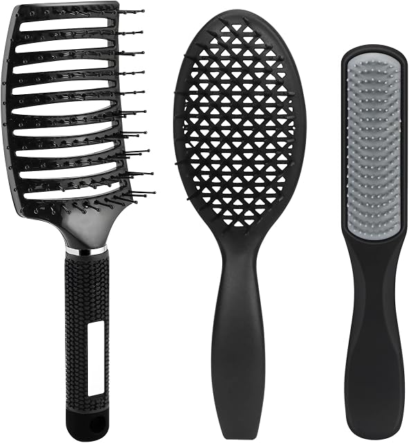 Unaone Hair Brush Set, Styling Brush, Paddle Brush, Styling Brush, Tail Comb, 3 Piece Set, Women's, Men's, Kids' Paddle Brush, Comb, Hair Care, Scalp Massage