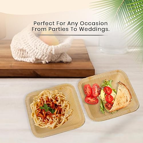 Miniatura 5 de Paquete de 100 cuencos desechables de hoja de palma de 5.5 pulgadas, cuencos compostables para sopa, ensalada y cereales. Cuencos biodegradables