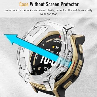 2 Pack Protective Case for Amazfit T-Rex 3 Pro 44mm Cover [Anti-scratch] [Flexible TPU] Case for Amazfit T-Rex 3 Pro 44mm - Black & Transparent