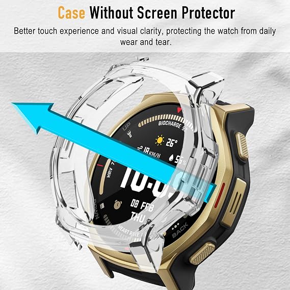2 Pack Protective Case for Amazfit T-Rex 3 Pro 44mm Cover [Anti-scratch] [Flexible TPU] Case for Amazfit T-Rex 3 Pro 44mm - Black & Transparent