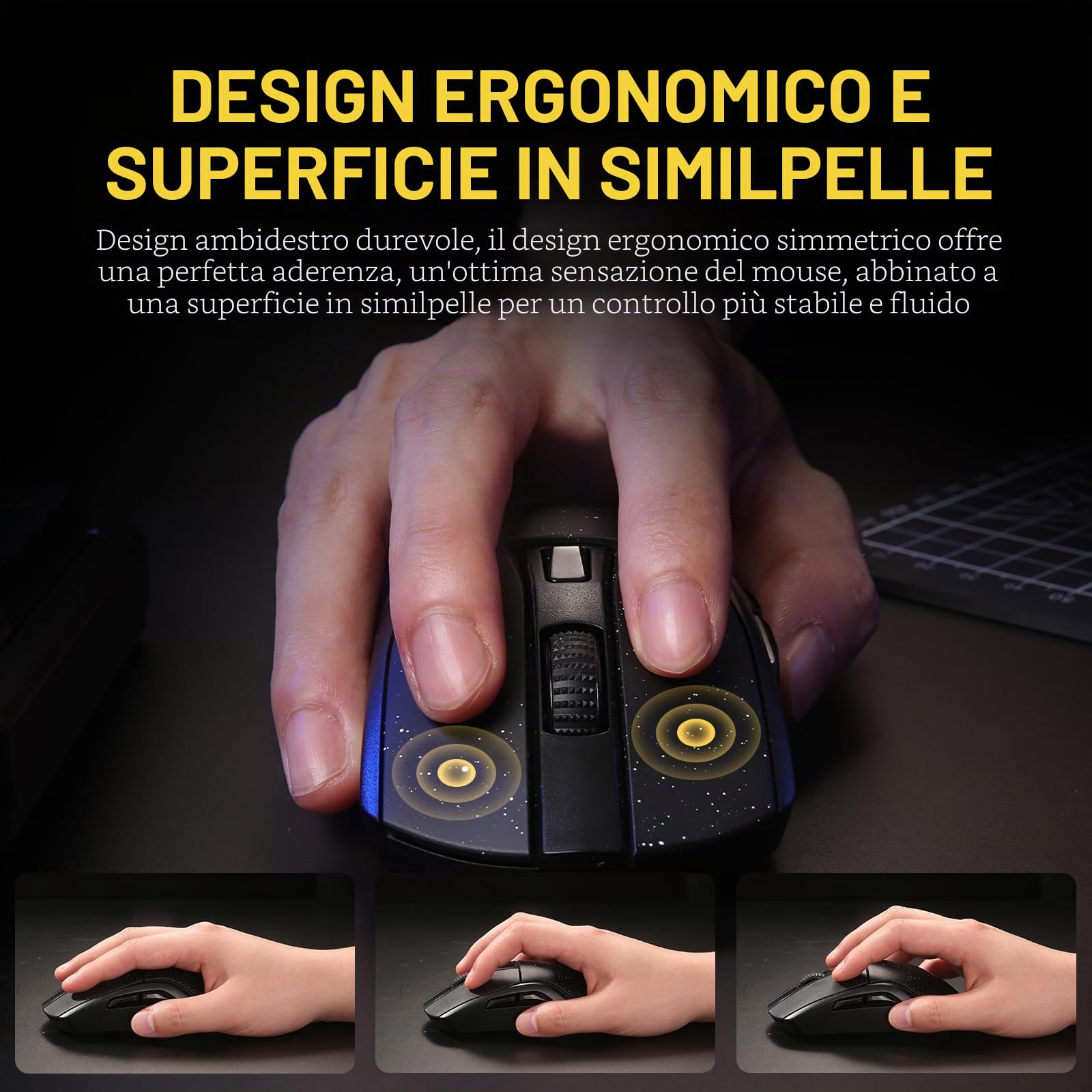 DAREU A950 Mouse gaming wireless con base di ricarica RGB, mouse da gioco leggero e programmabile da 88 g con tre modalità, fino a 12.000 DPI, 1.000 Hz, retroilluminazione RGB, ideale per PC e Mac