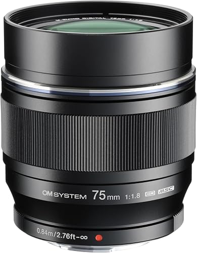 OM SYSTEM Olympus M.Zuiko Digital ED 75mm f1.8 Lens for Micro Four Thirds, Black