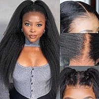 Vista 11 de GOLFMAX Yaki - Peluca de cabello humano lacio para mujeres negras, peluca de cabello humano rizado natural de 13 x 4, peluca de cabello humano