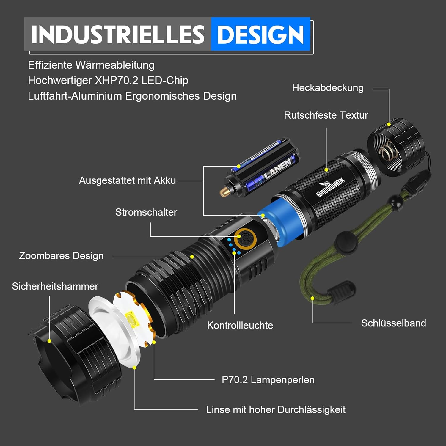 Выбухнуў view of Shadowhawk flashlight components