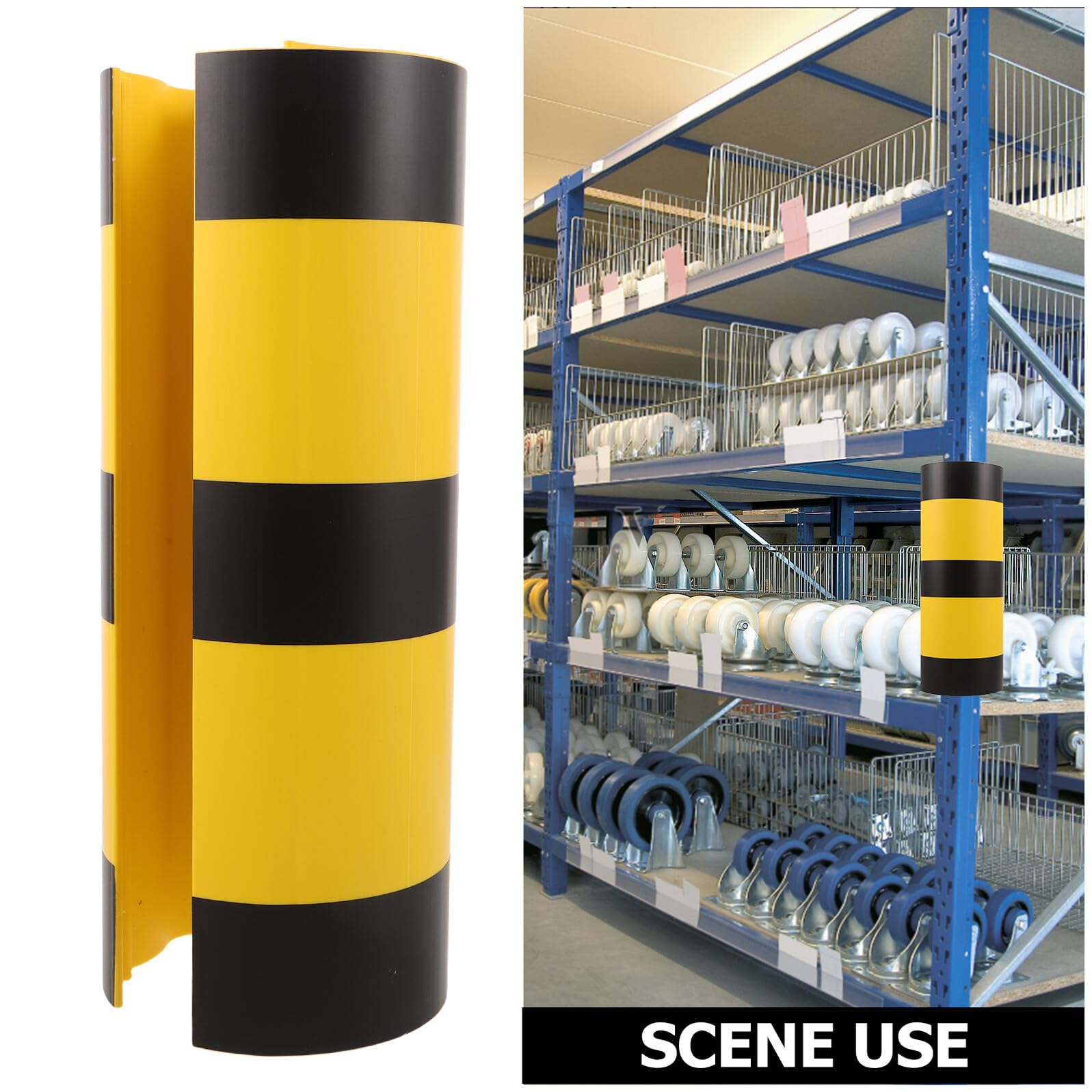 Cabilock Protector de Columnas de Almacén para Postes Protector de Esquinas de Plástico Anticolisión Cubierta de Seguridad para Estanterías Industriales Alta Visibilidad y Fácil Instalación