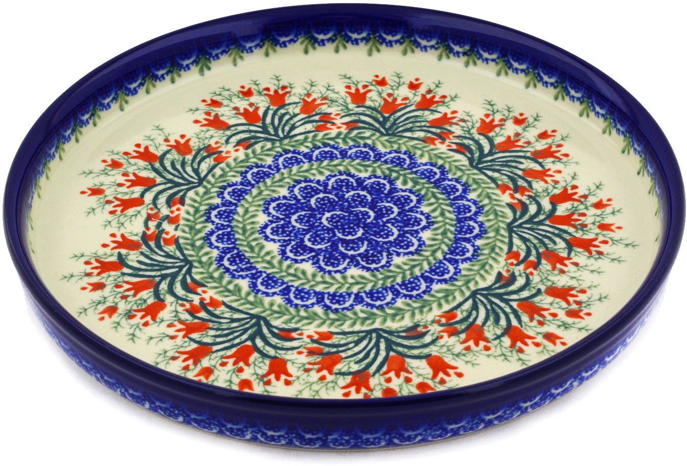 Polmedia Polish PotteryCookie Platter 10-inch Sprouting Tulips