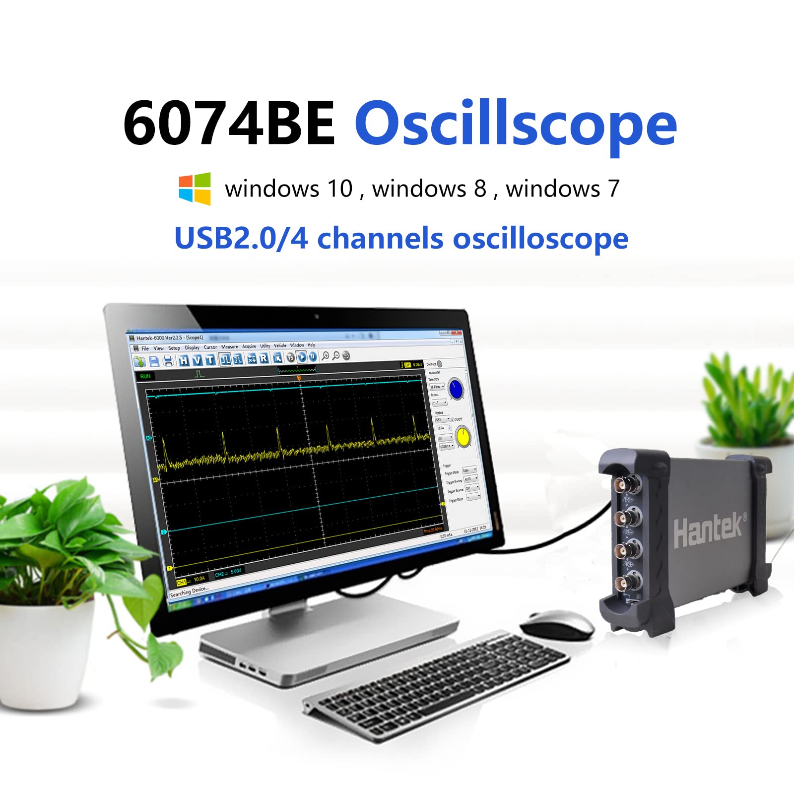 6074BE Digitaloszilloskop 70MHz 1GSa/s 4CH USB Virtuelles Oszilloskop Autodiagnoseinstrument Diagnosewerkzeug Automatisch