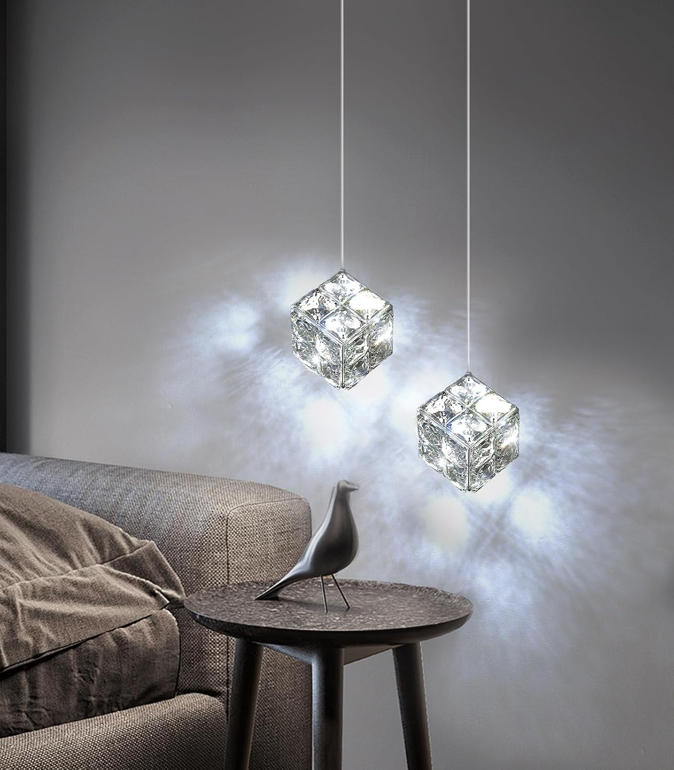 1-Lights Modern Crystal Pendant Lights for Kitchen Island LED Dimmable Chandeliers for Dining Room