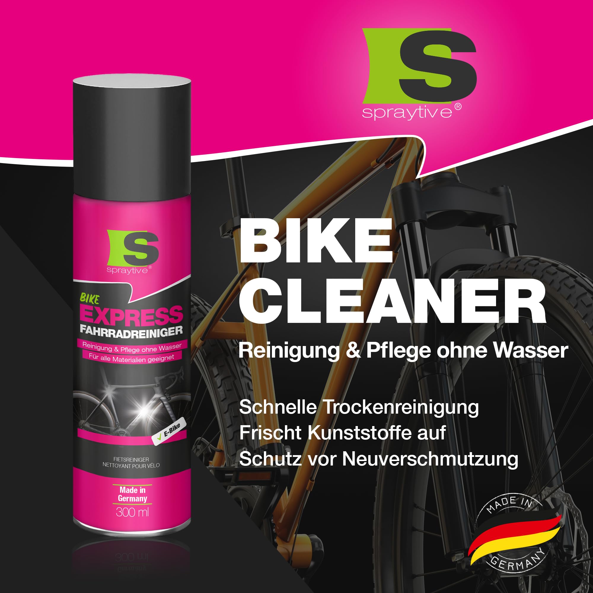 12x 300ml Fahrradreiniger ohne Wasser mit Wachs für E-Bike & MTB