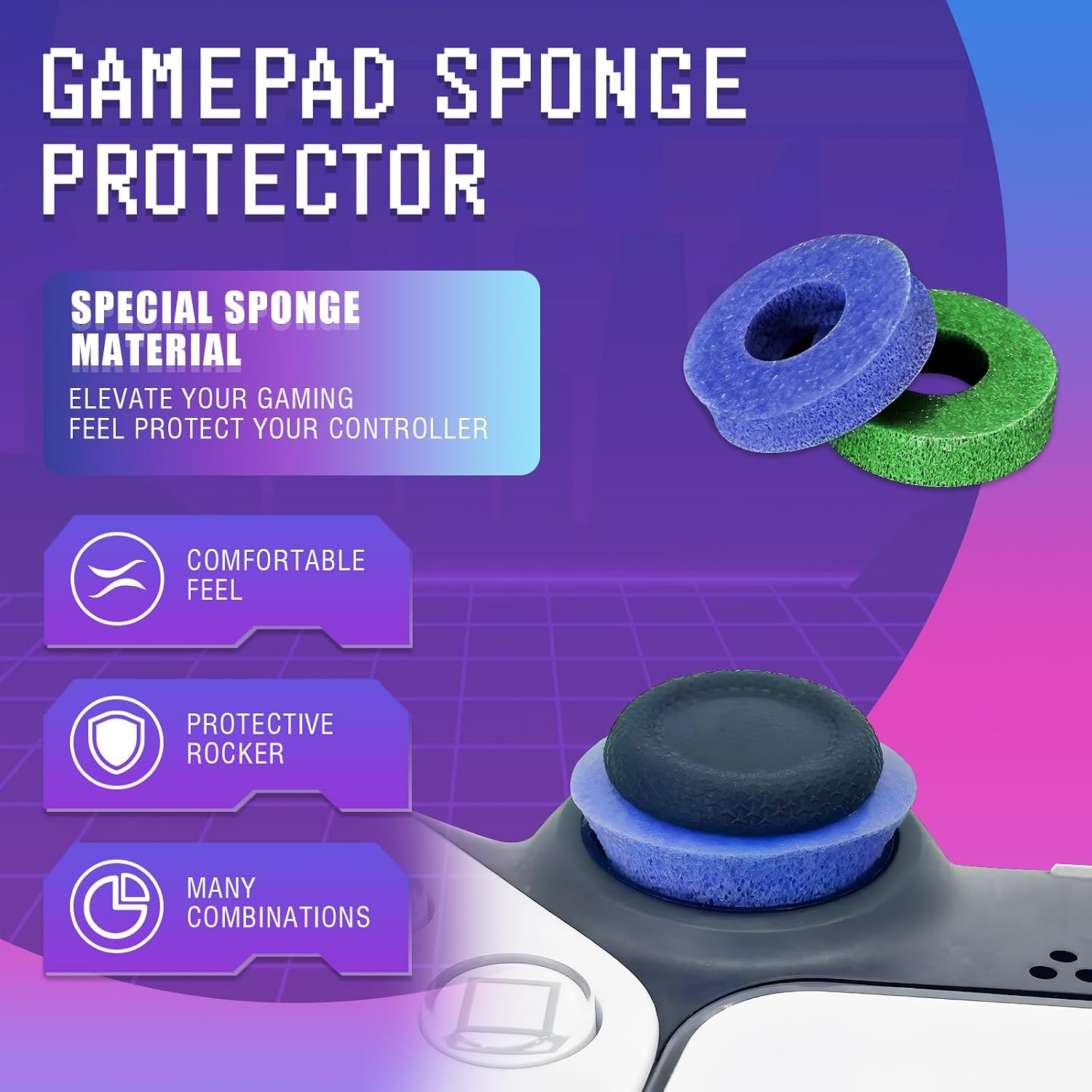 6 Pack Precision Rings for PS4/5, Precision Rings for Xbox, Compatible with Xbox Controllers Accessories–Control with Soft Silicone Rings – Compatible with Fortnite & FPS Games，Blue+Green image 2