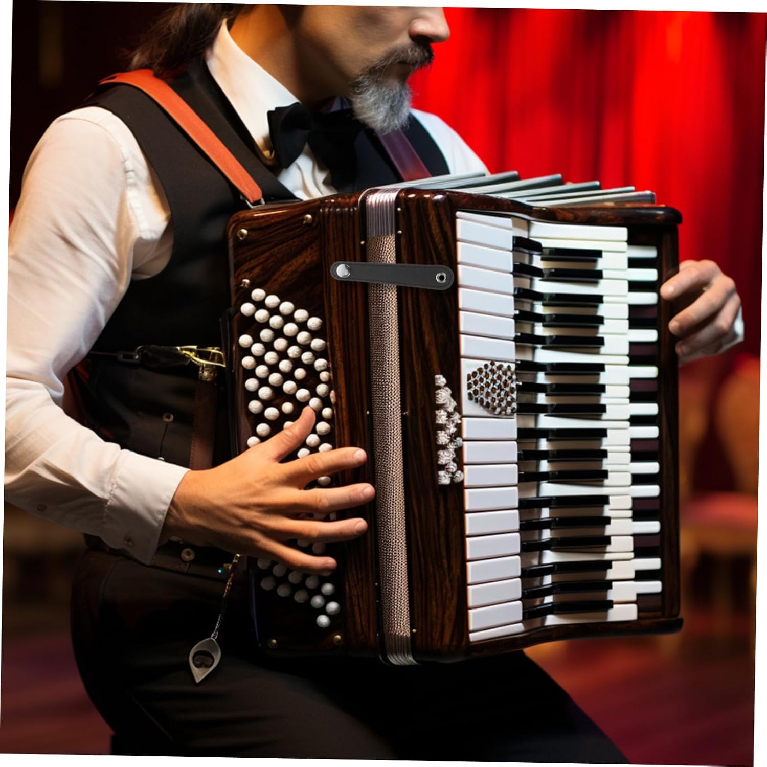 2sets Double Leather Accordion Bellows Strap Accessory for Comfortable Play Lightweight Portable Design Easy Installation for Beginners Professionals