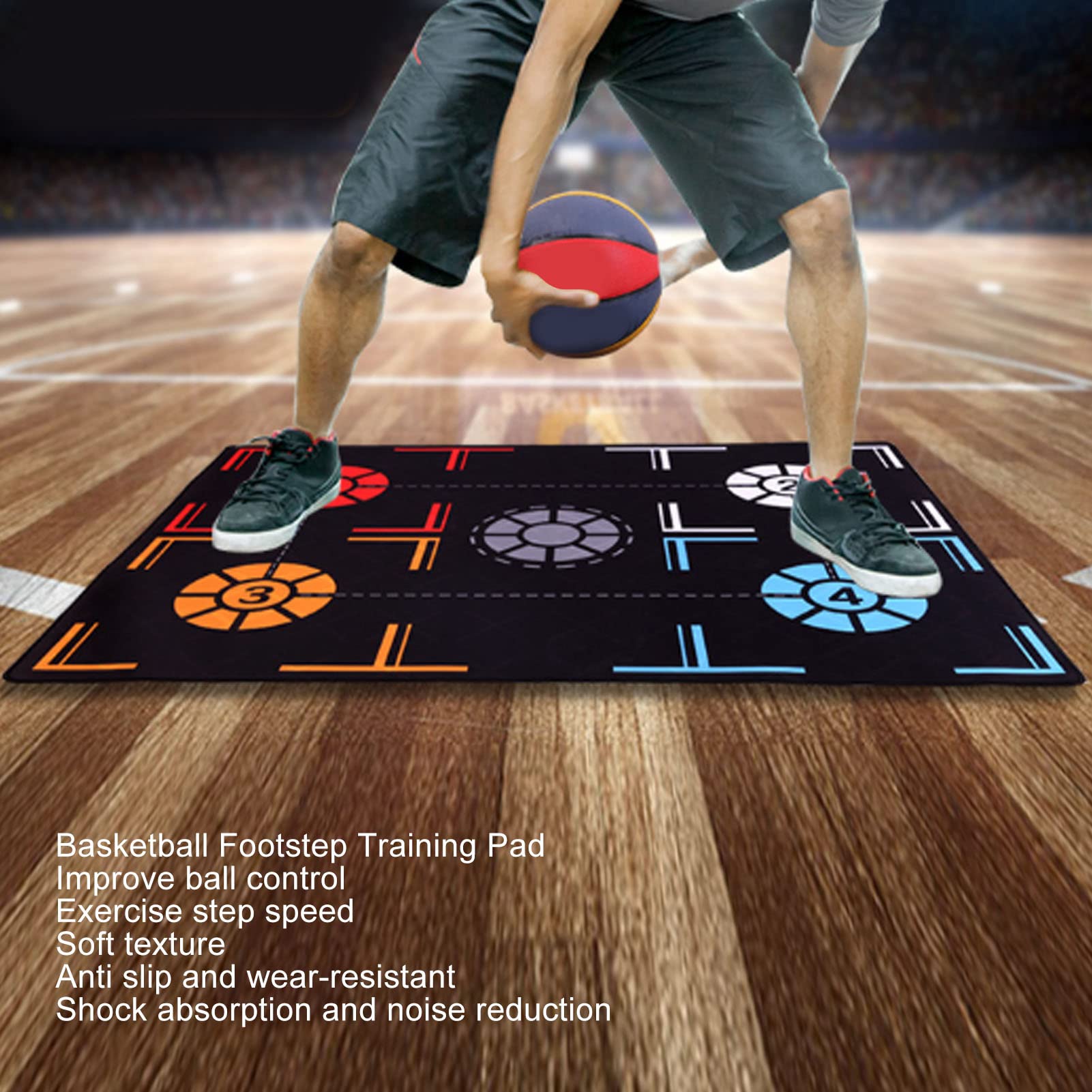 Basketball Footstep Training Mat, Non Slip Regular Training System Blanket, Dribble Silent Sports Auxiliary Props, Agility Footstep Training Mat, Training Pace Ball ControlEquipmet