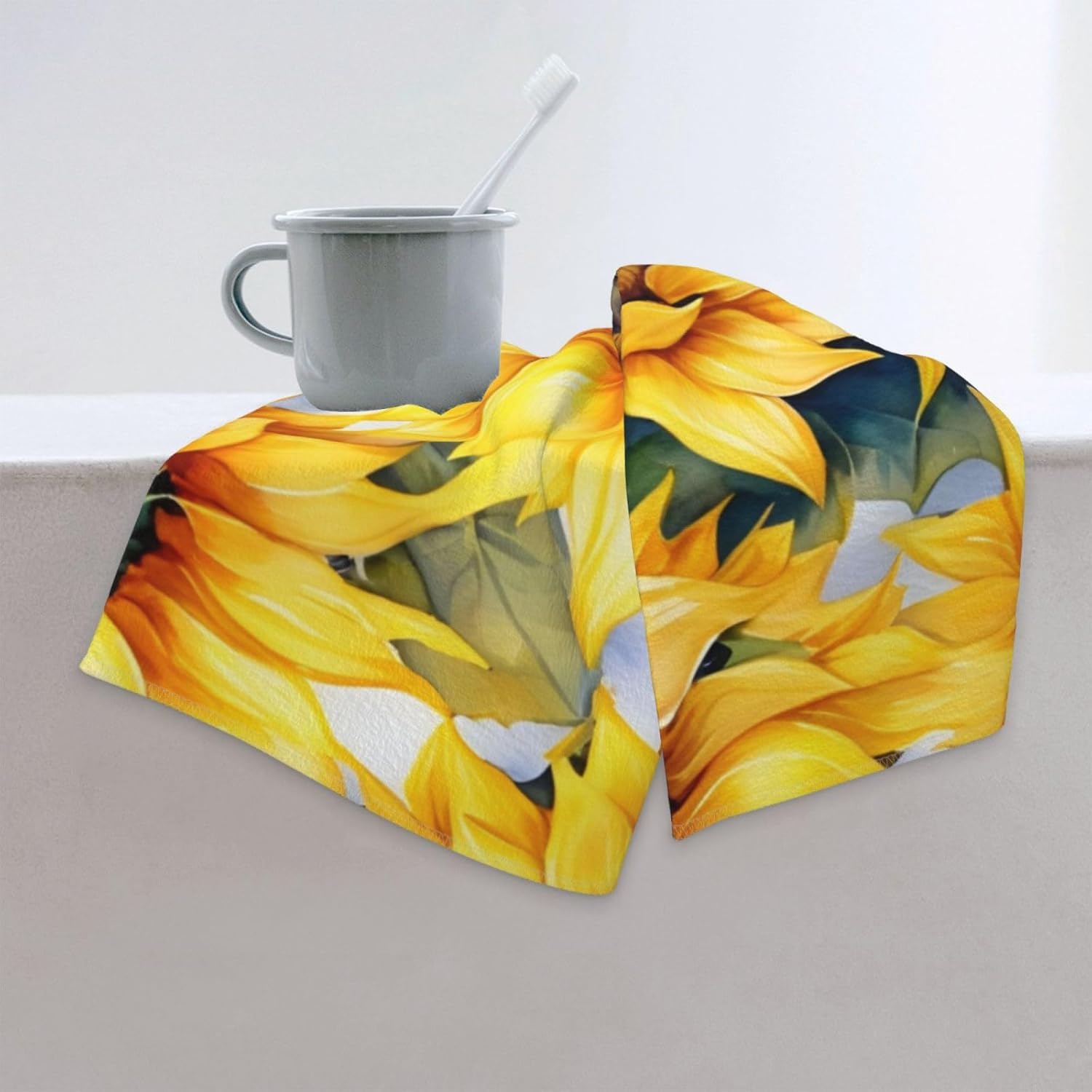 Beautiful Sunflower Print Hand Towels for Kitchen, Decorative Bathroom Towels Decor Farmhouse Cute for Men Women Gifts