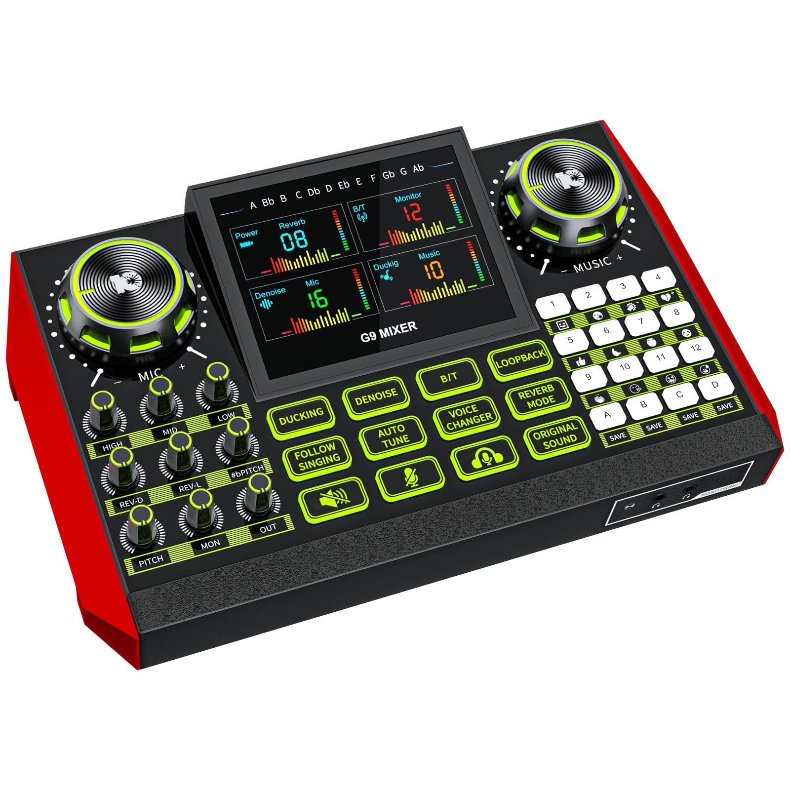 G9 Gaming Audio Mixer，Podcast Equipment Live Sound Card for Streaming，Audio Interface DJ Mixer Sound Card/Board Condenser Microphone for Tiktok Gaming