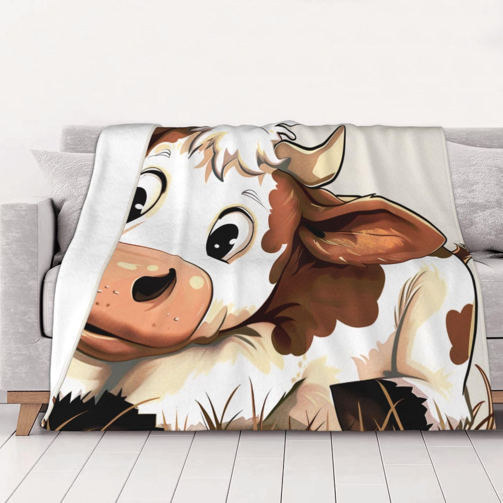 AUBKFELD Cute Cow Print Printed Flannel Blanket 200x150 CM, Soft & Warm Throw Blanket for Sofa/Couch/Bed/Car, Gifts for Audlts Women Men