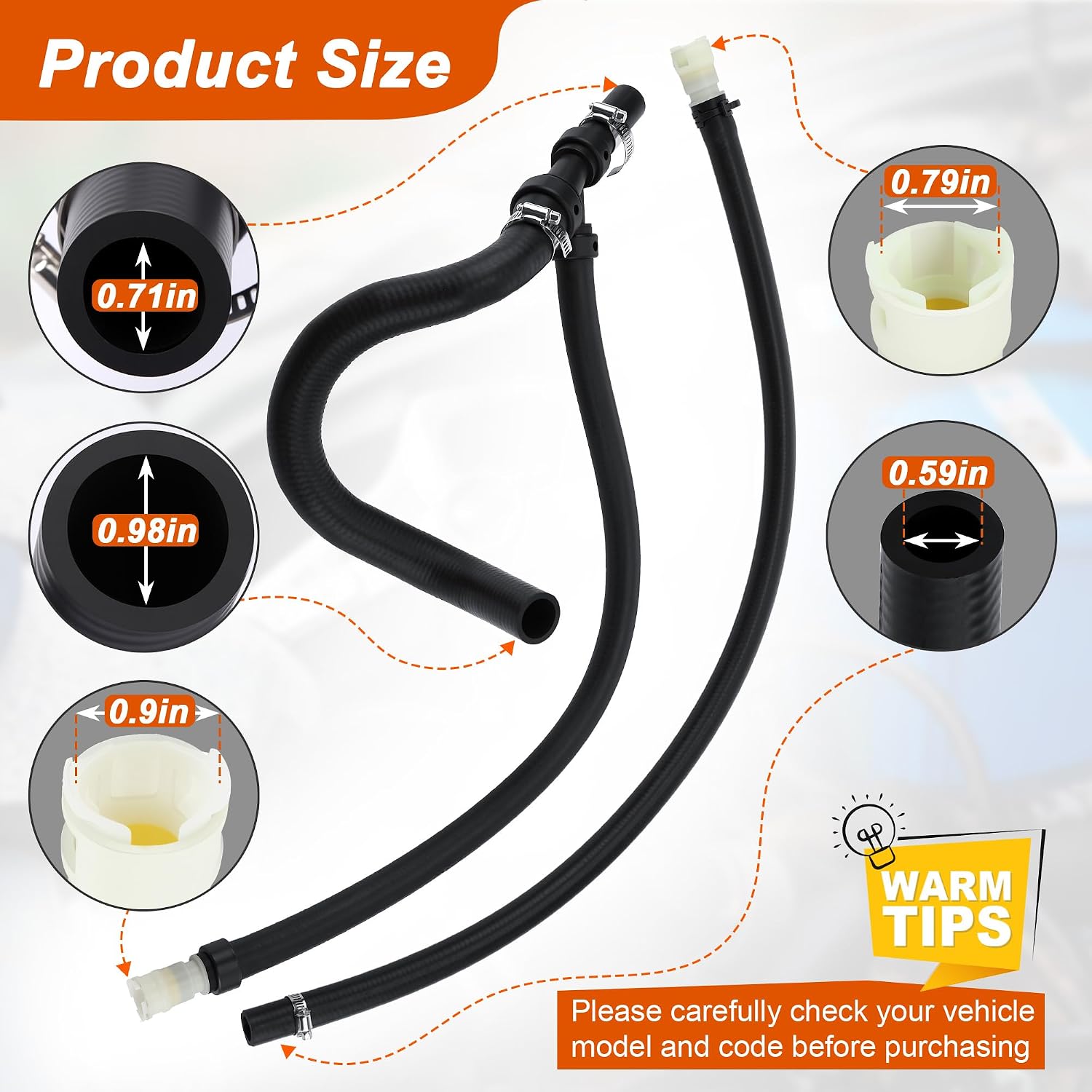 Meonum HVAC Engine Heater Inlet & Lower Radiator Outlet Hose, Compatible with Select/Cadillac/Chevrolet/GMC Models, Branch Heater Core Hose Assembly, Coolant Recovery Pipe