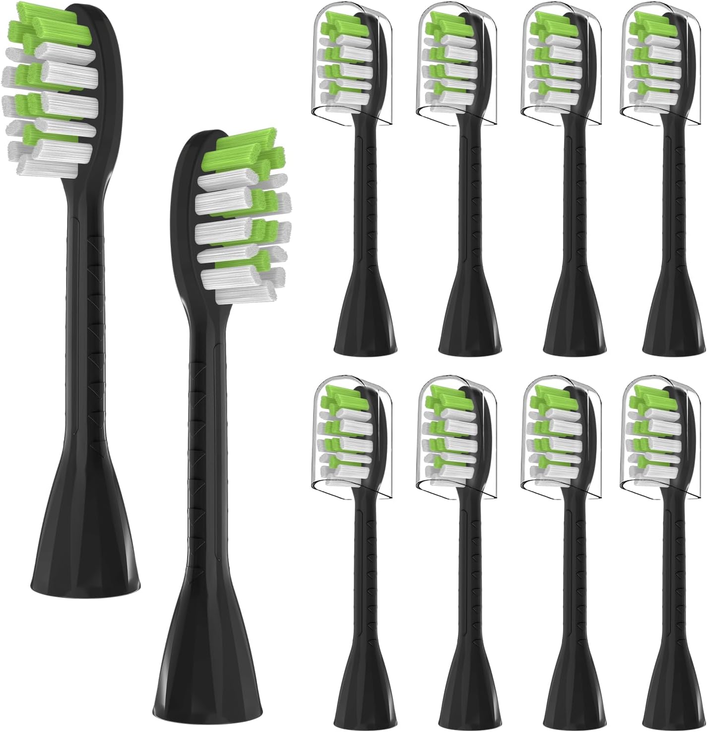 Replacement Toothbrush Heads for Philips One Series Sonicare Battery Toothbrush BH1022/07, 10 Count Replacement Toothbrush Heads with Cover Compatible with BH1022/07,Black