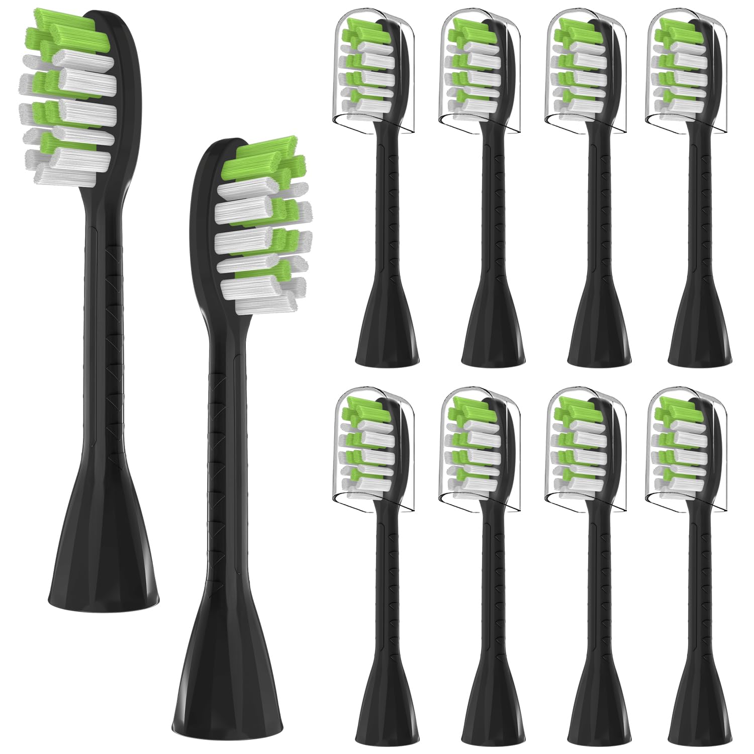 Replacement Toothbrush Heads for Philips One Series Sonicare Battery Toothbrush BH1022/07, 10 Count Replacement Toothbrush Heads with Cover Compatible with BH1022/07,Black