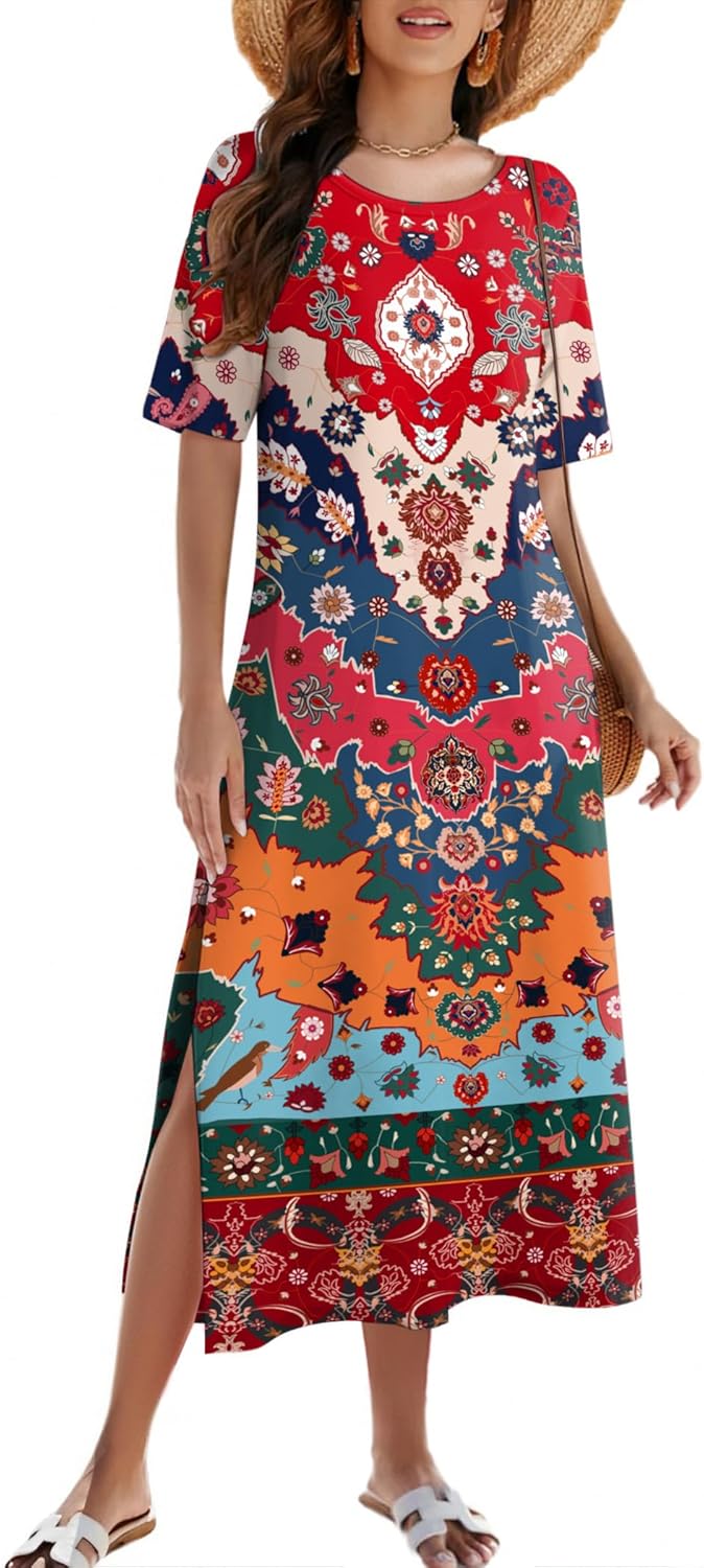 ZEAGOO Women Summer Dress Casual Beach Dress Floral Maxi Split Long Dress 2026 Vacation Dress - Image 2