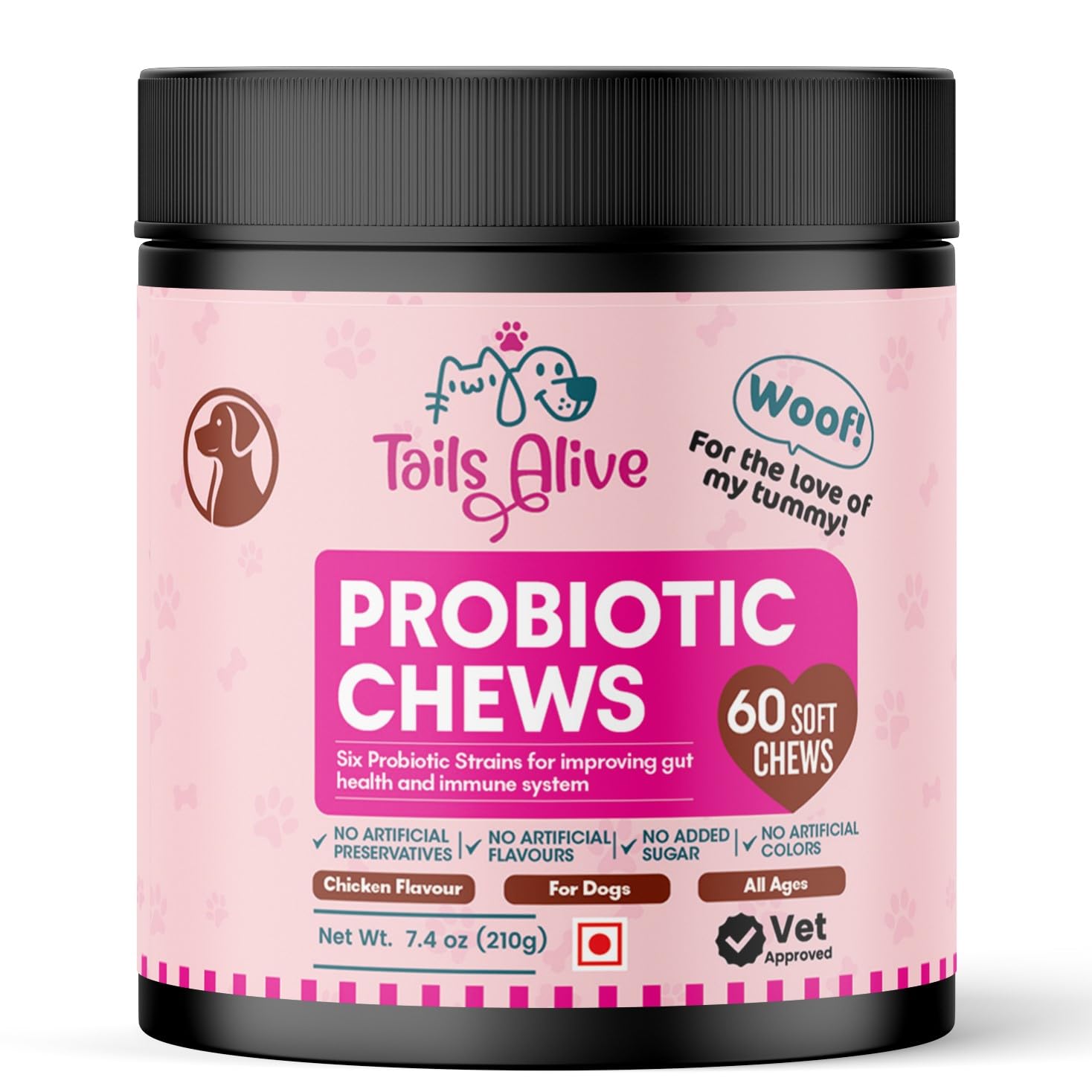 Probiotic Soft Chews Supplement for Dogs | Six Probiotic Strains for Gut Health & Digestion | Chicken Flavor | Supports Immune Function | 60 Soft Chews