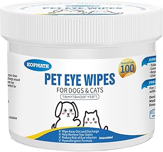 Kopmath Dog Eye Wipes, Tear Stain Wipes for Dogs, Big & Thick Cat Eye Wipes for Dogs, Mild Ingredient,Texturized & Presoak...