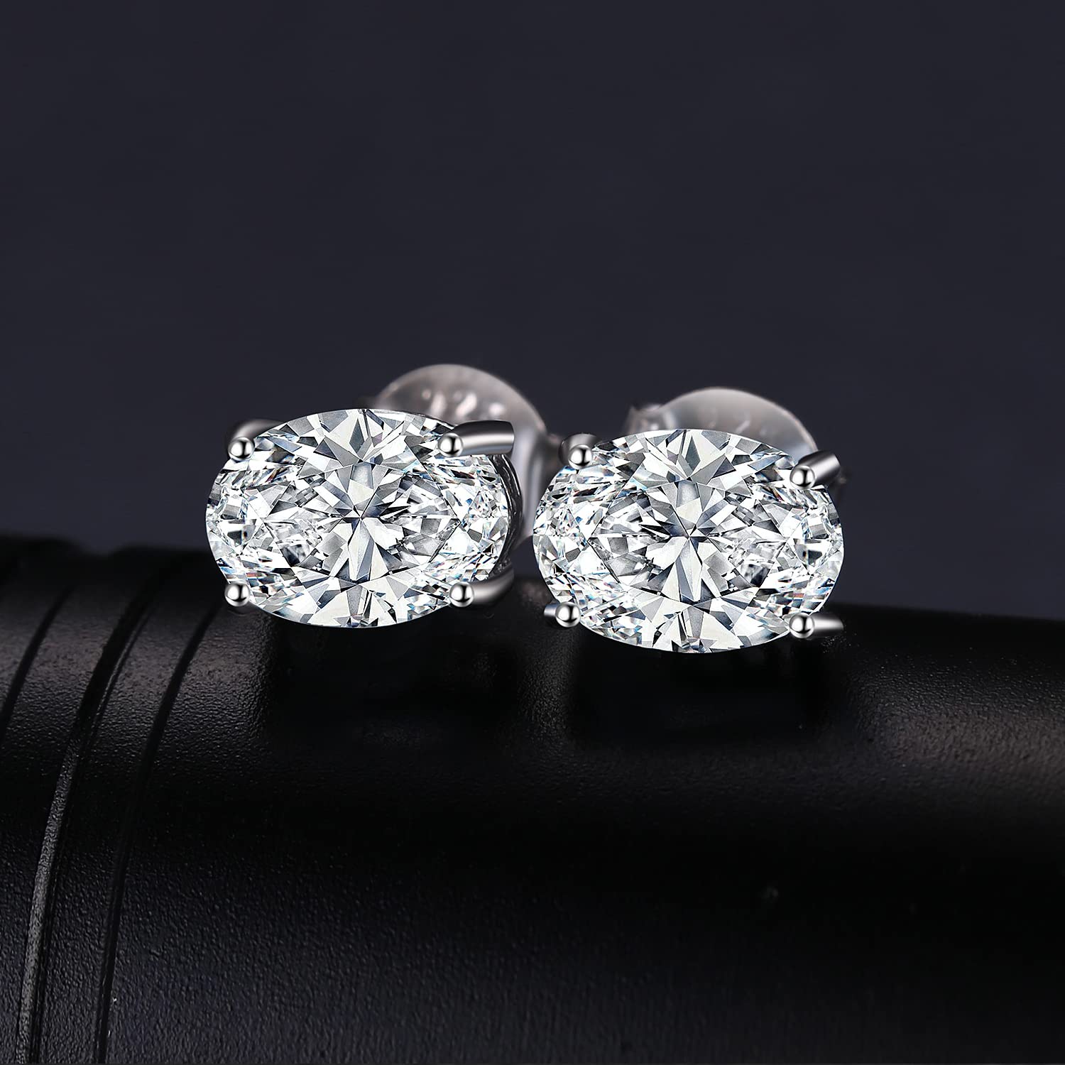 JewelryPalace Oval 2ct Moissanite Ohrstecker Silber 925 Damen, Simulierter Diamant Braut Schmuck Set mit Stein, Ohrringe Silber Mädchen Edelstein, Ohrstecker Silber Geschenk Frauen Rosegold Gold