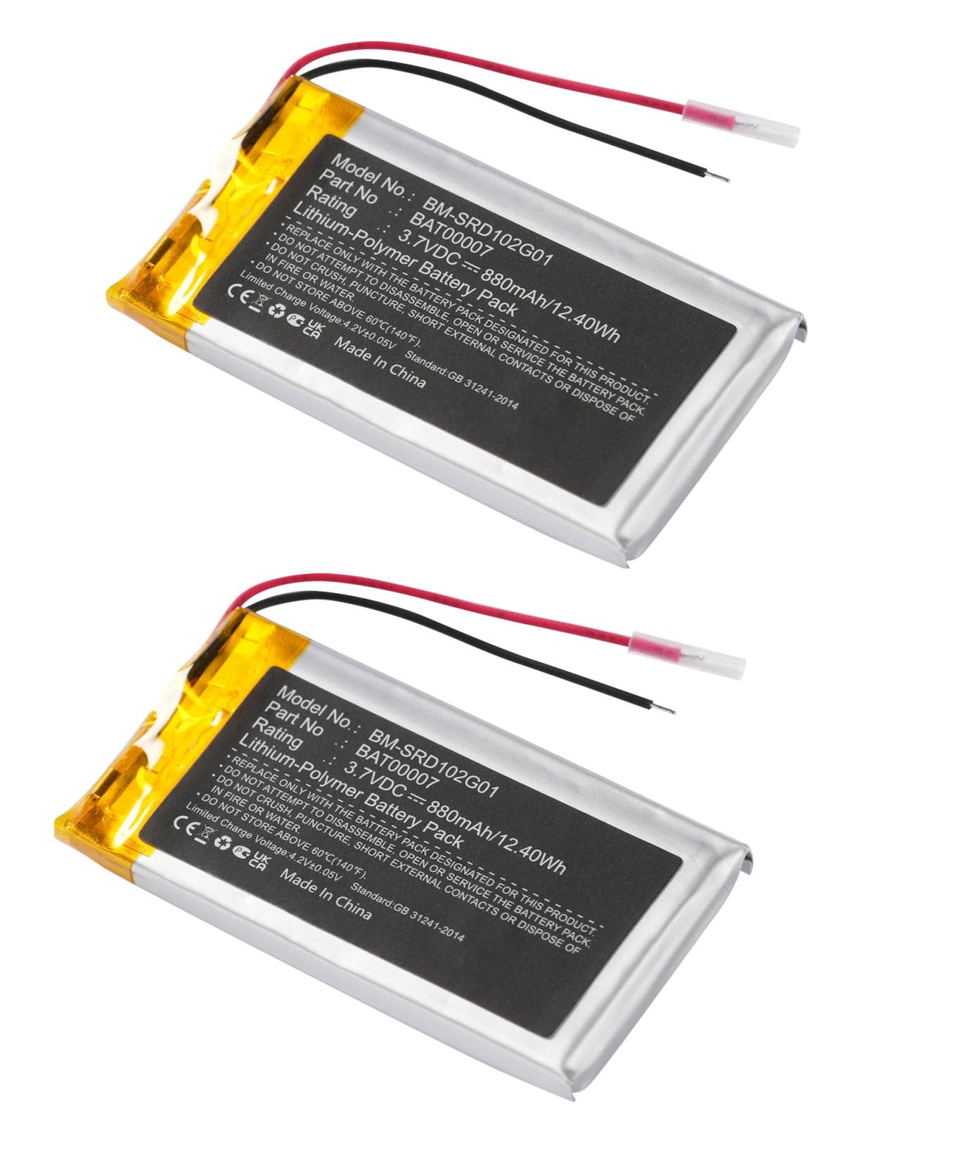 Estry BAT00007 Battery Replacement for Cardo Scala Rider Packtalk, Packtalk Duo, SRPT0102 (2 pc)