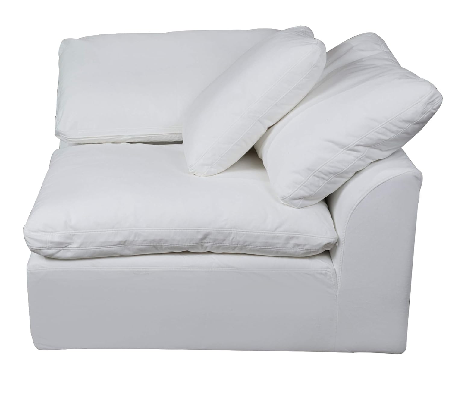 Sunset Trading Contemporary Puff Collection 4 Piece 176" Wide Modular Stain-Proof Water-Resistant Washable Performance Fabric | White Sectional Slipcovered Sofa, Deep-Seating Down-Filled Couch