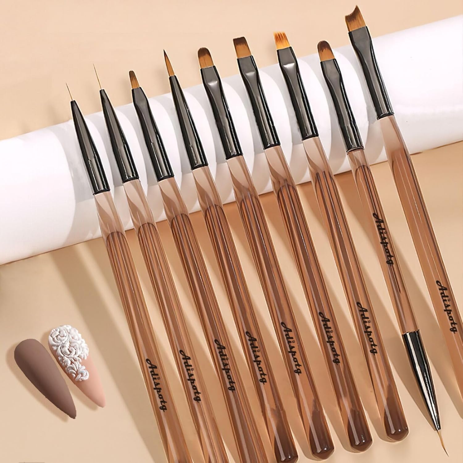 Adispotg 9pcs Nail Art Brushes,Nail Art Tool Set, Nail