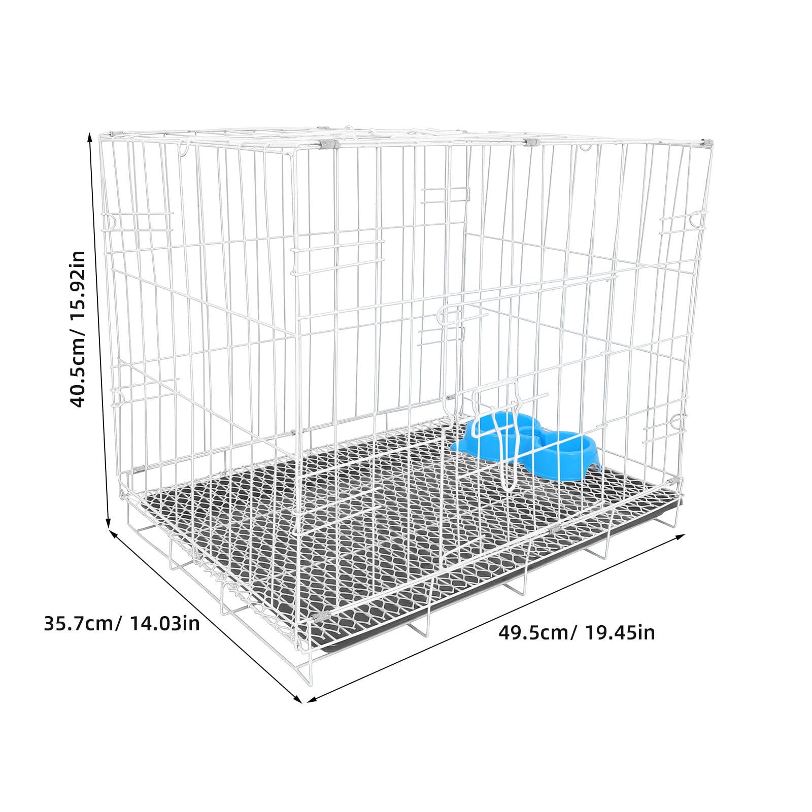 Cage pour Chien Petite Taille 50 x 40 x 35,5 cm - Cage à Une Porte avec Plateau Anti-fuites et gamelle - Pliable en Fil de Fer pour l'intérieur, l'extérieur et Les Voyages -
