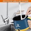 Electric Hot Pot Cooker Multifunctional Portable Non Stick Mini Cooker with Steam Rack 2 Gear Rapid Heating Boil Simmer Dry Protection for Ramen Noodles Soup Home Travel Gifts(Blue Single Layer)