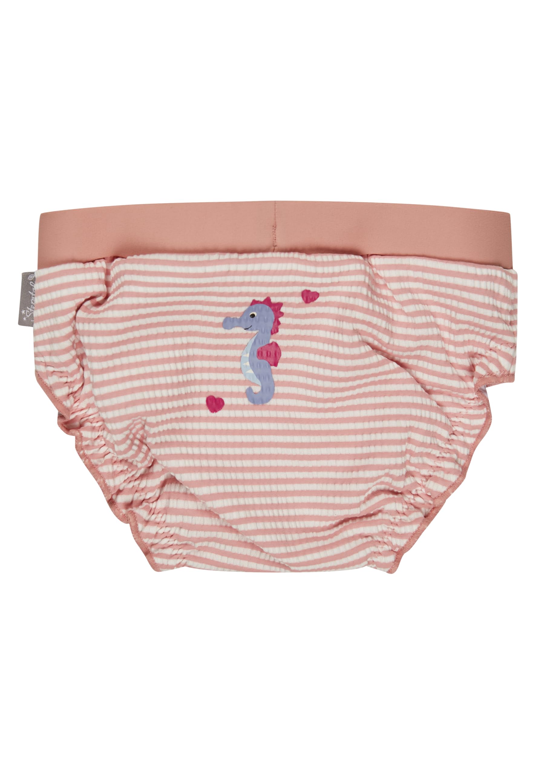 Sterntaler Badehose Seepferdchen – Baby- & Kinderschwimmhose aus Bademodenstoff mit Elasthan, Seepferdchen-Druck, Seersucker-Optik, Kordelzug und UV-Schutz 50+ – Zartrosa, Größe 116