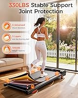 Vista 4 de Walking Pad Treadmill, BestGod Incline Under Desk Treadmill 330lbs Capacity, 2.5HP Portable Treadmills for Home, Compact Treadmills Mini Running