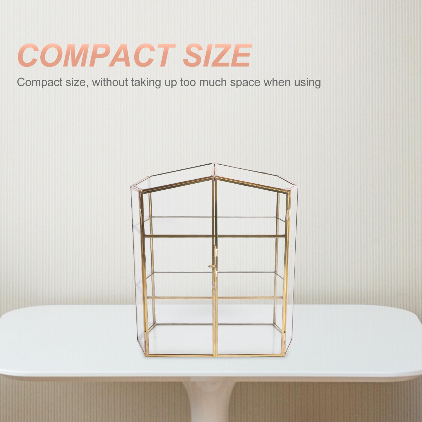 Boîte de Rangement pour Cosmétiques et Bijoux en Métal et Verre Or Design à 3 Couches, Organise Bureau et Espace de Maquillage Efficacement