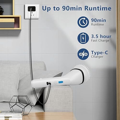 Miniatura 4 de JCHOPE Limpiador eléctrico giratorio, 2023 nuevo 8 en 1 hasta 450 rpm, limpieza de cepillo eléctrico con 6 cabezales de cepillo reemplazables y