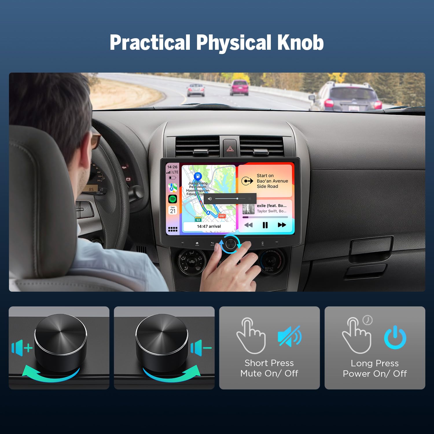 Eonon 6GB+64GB Double Din Car Stereo, 10.1 Inch Wireless CarPlay Android Auto Car Audio Receiver, Android 13 Touchscreen Navigation, Bluetooth, Backup Camera, 4G LTE, DSP -UX6SK-PLUS(UA13SK Upgrade