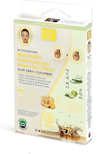 Earth Therapeutics Recovery Gold - Parche de hidrogel para debajo de los ojos, aloe vera + pepino (10 parches)